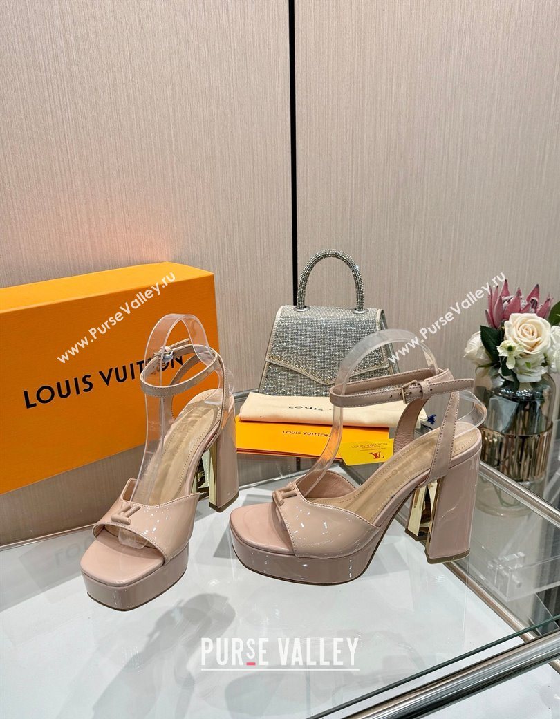Louis Vuitton Swing Platform Sandals 11cm in Patent Leather Nude 2025 1AICSA (MD-251219116)