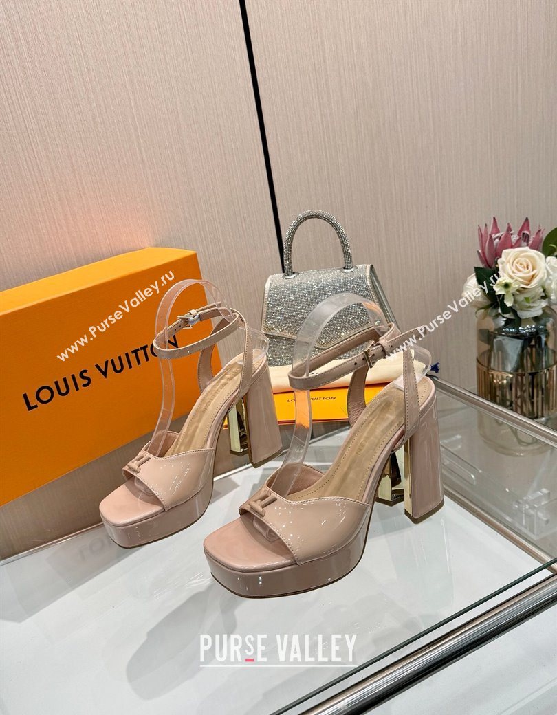 Louis Vuitton Swing Platform Sandals 11cm in Patent Leather Nude 2025 1AICSA (MD-251219116)