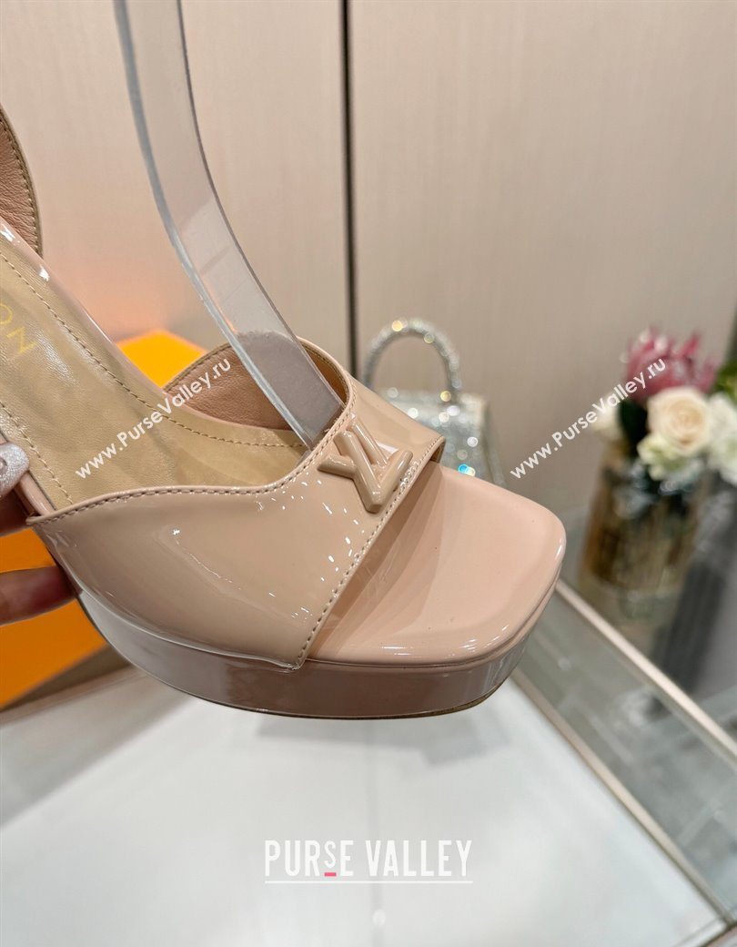 Louis Vuitton Swing Platform Sandals 11cm in Patent Leather Nude 2025 1AICSA (MD-251219116)