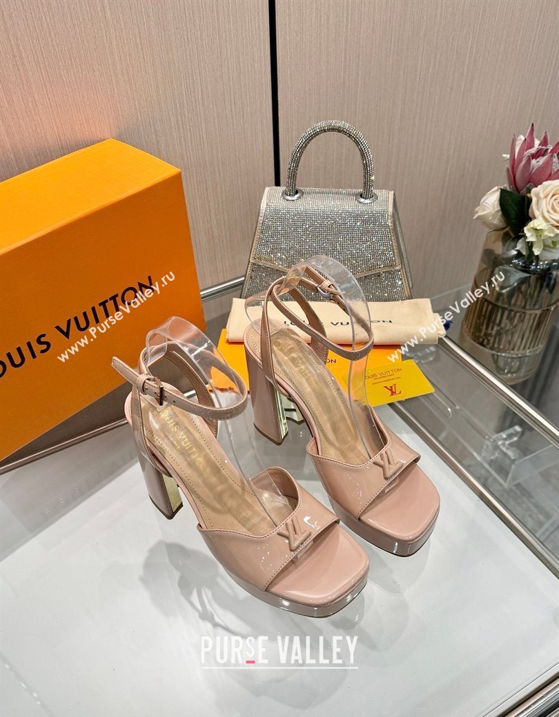 Louis Vuitton Swing Platform Sandals 11cm in Patent Leather Nude 2025 1AICSA (MD-251219116)