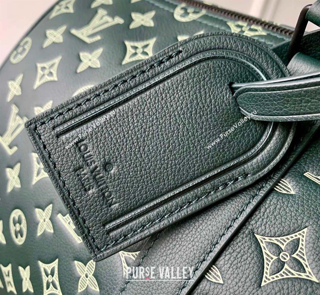 Louis Vuitton Mens Keepall Bandouliere 50 Travel Bag in Monogram Shadow Leather Forest Green 2026 M27179 (KI-260202095)