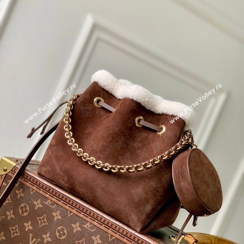 Louis Vuitton Bella Bucket Bag in Mahina Suede Dark Brown 2026 M26684 (KI-260203005)