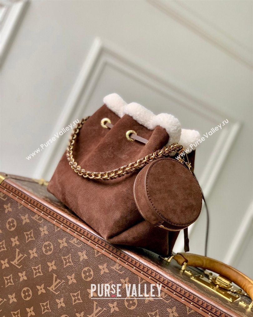 Louis Vuitton Bella Bucket Bag in Mahina Suede Dark Brown 2026 M26684 (KI-260203005)
