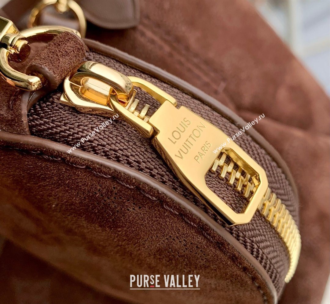 Louis Vuitton Bella Bucket Bag in Mahina Suede Dark Brown 2026 M26684 (KI-260203005)