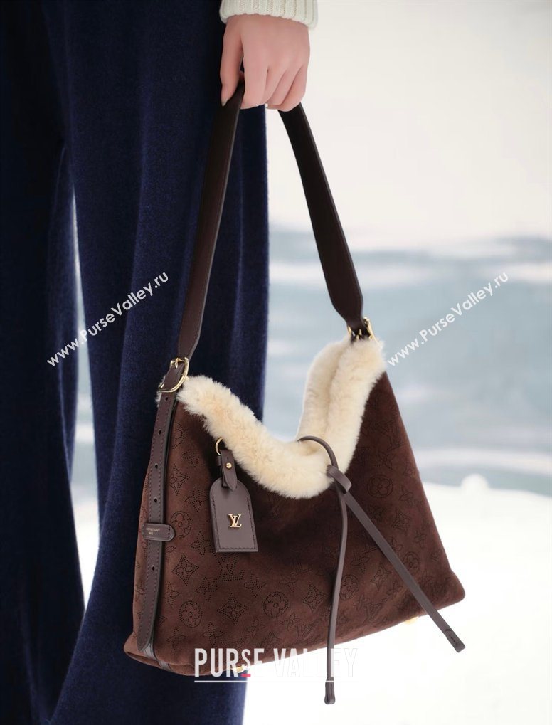 Louis Vuitton CarryAll PM Bag in Mahina Suede Dark Brown 2026 M26421 (KI-260203006)