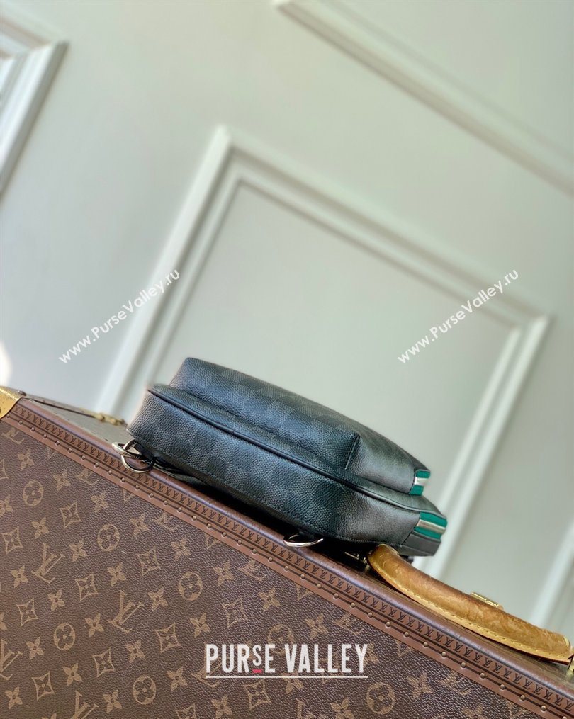 Louis Vuitton Mens Avenue Slingbag PM Bag in Borneo Green Damier Graphite Canvas 2026 N40841 (KI-260202023)