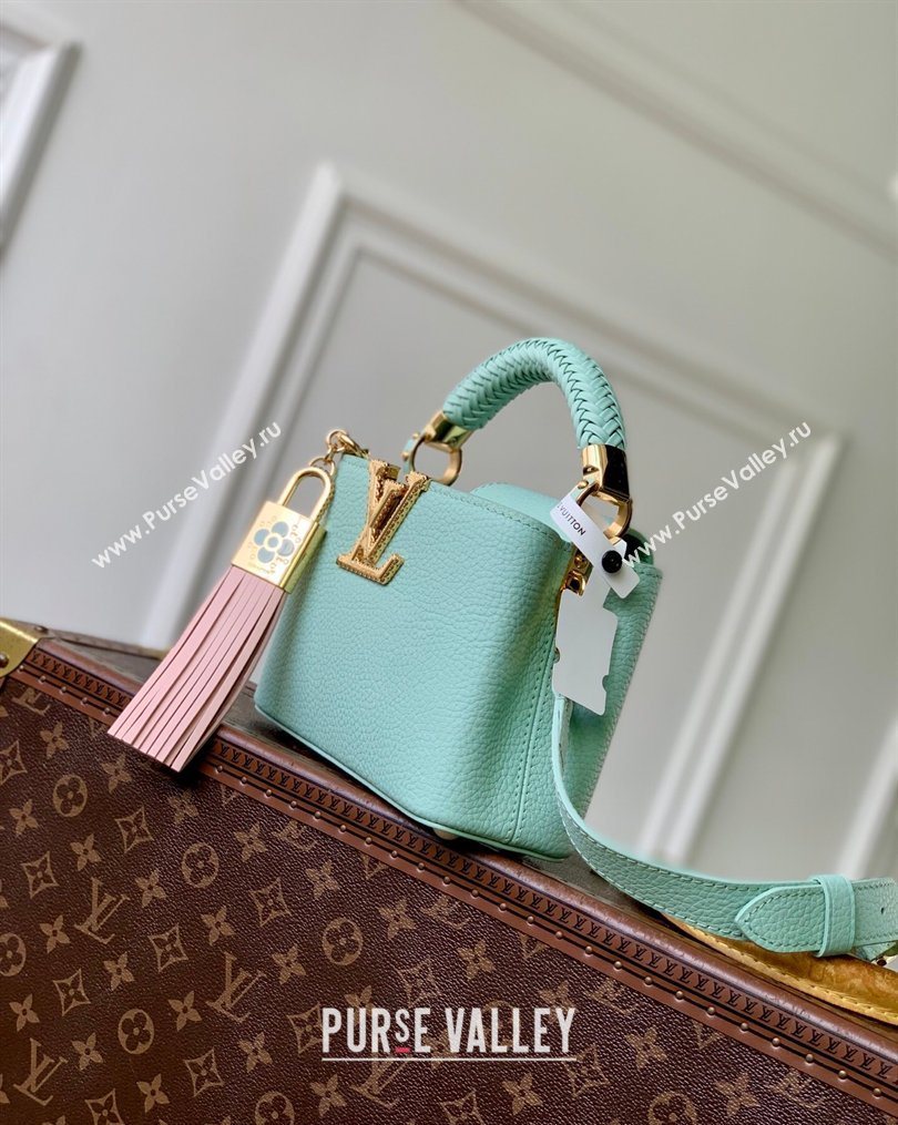 Louis Vuitton Crafty Capucines Mini Bag in Grained Leather with Tassel Green 2026 M25466 (KI-260202069)