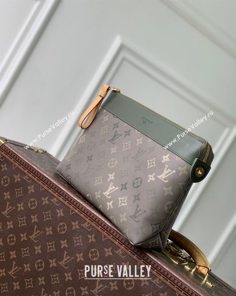 Louis Vuitton Mens Pochette Voyage Souple Pouch in Khaki Green Monogram Surplus Canvas 2026 M26970 (KI-260202031)