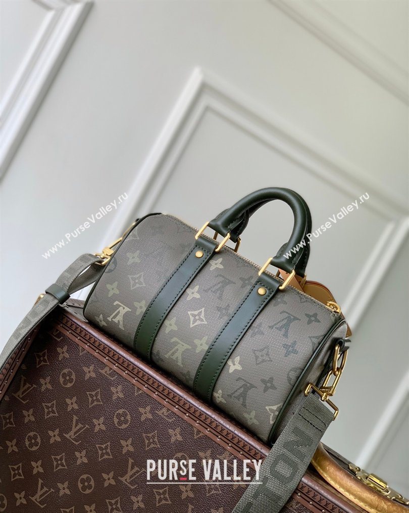 Louis Vuitton Mens Keepall Bandouliere 25 Bag in Khaki Green Monogram Surplus Canvas 2026 M26930 (KI-260202035)