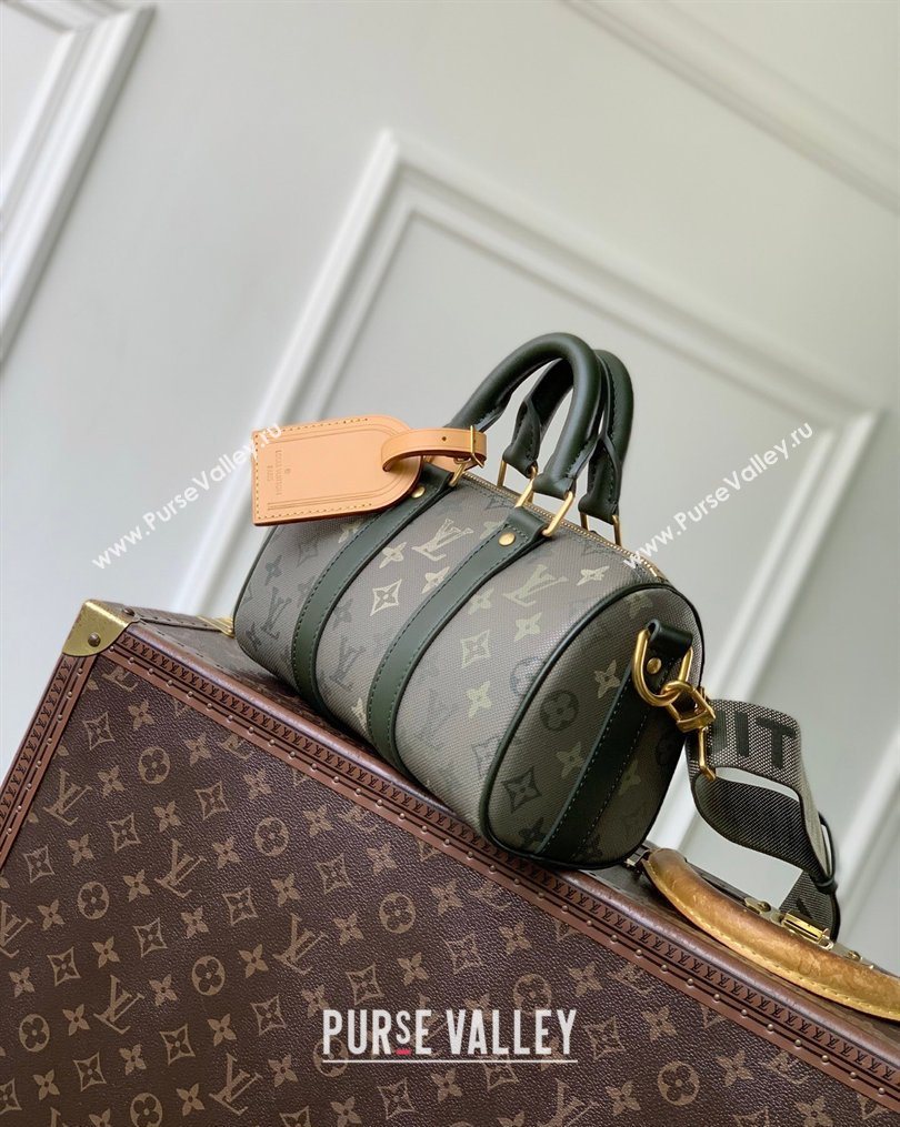 Louis Vuitton Mens Keepall Bandouliere 25 Bag in Khaki Green Monogram Surplus Canvas 2026 M26930 (KI-260202035)