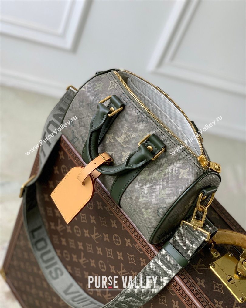 Louis Vuitton Mens Keepall Bandouliere 25 Bag in Khaki Green Monogram Surplus Canvas 2026 M26930 (KI-260202035)