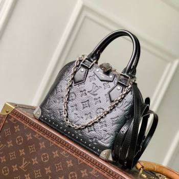 Louis Vuitton Alma Trunk BB Bag with Studs in Black Grained Shiny Leather 2026 M27812 (KI-260202084)