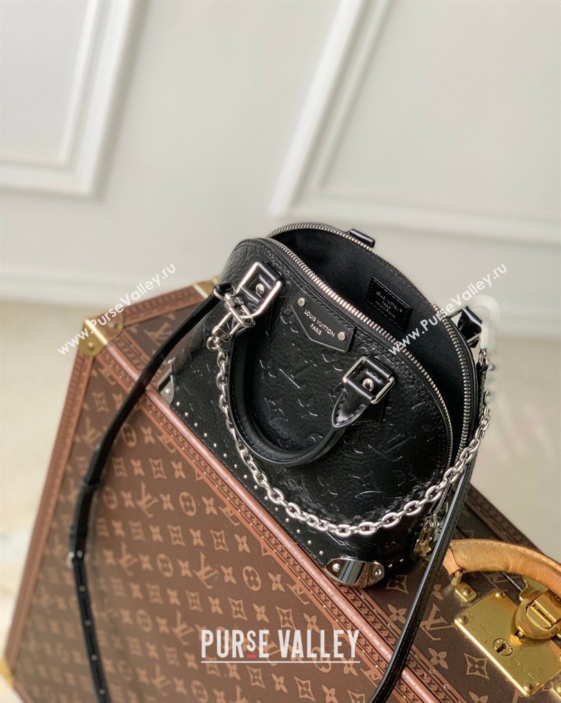 Louis Vuitton Alma Trunk BB Bag with Studs in Black Grained Shiny Leather 2026 M27812 (KI-260202084)