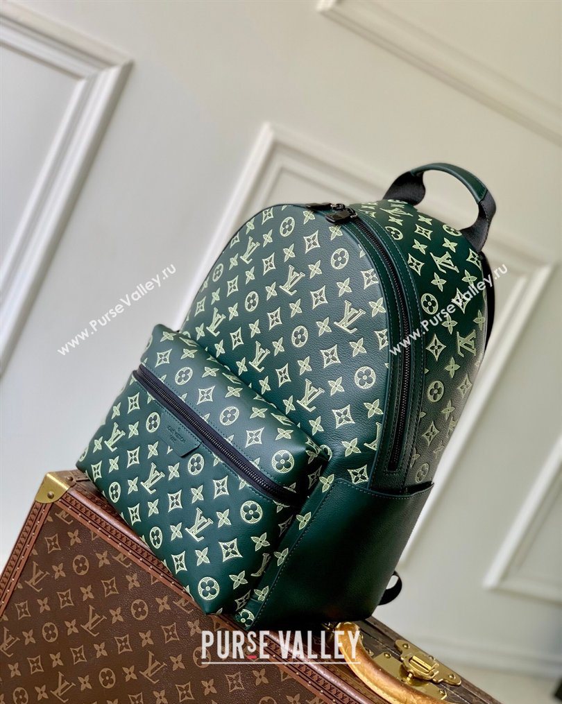 Louis Vuitton Mens Discovery Backpack PM Bag in Monogram Shadow Leather Forest Green 2026 M27230 (KI-260202091)