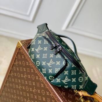 Louis Vuitton Mens Rush Bumbag Belt Bag in Monogram Shadow Leather Forest Green 2026 M27153 (KI-260202092)