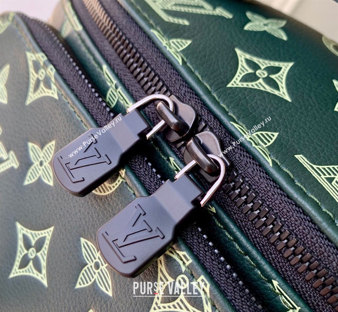 Louis Vuitton Mens Rush Bumbag Belt Bag in Monogram Shadow Leather Forest Green 2026 M27153 (KI-260202092)