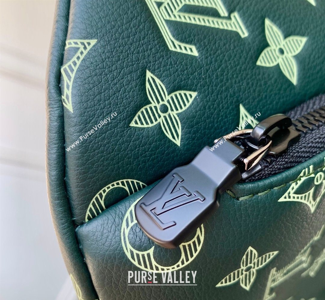 Louis Vuitton Mens Rush Bumbag Belt Bag in Monogram Shadow Leather Forest Green 2026 M27153 (KI-260202092)