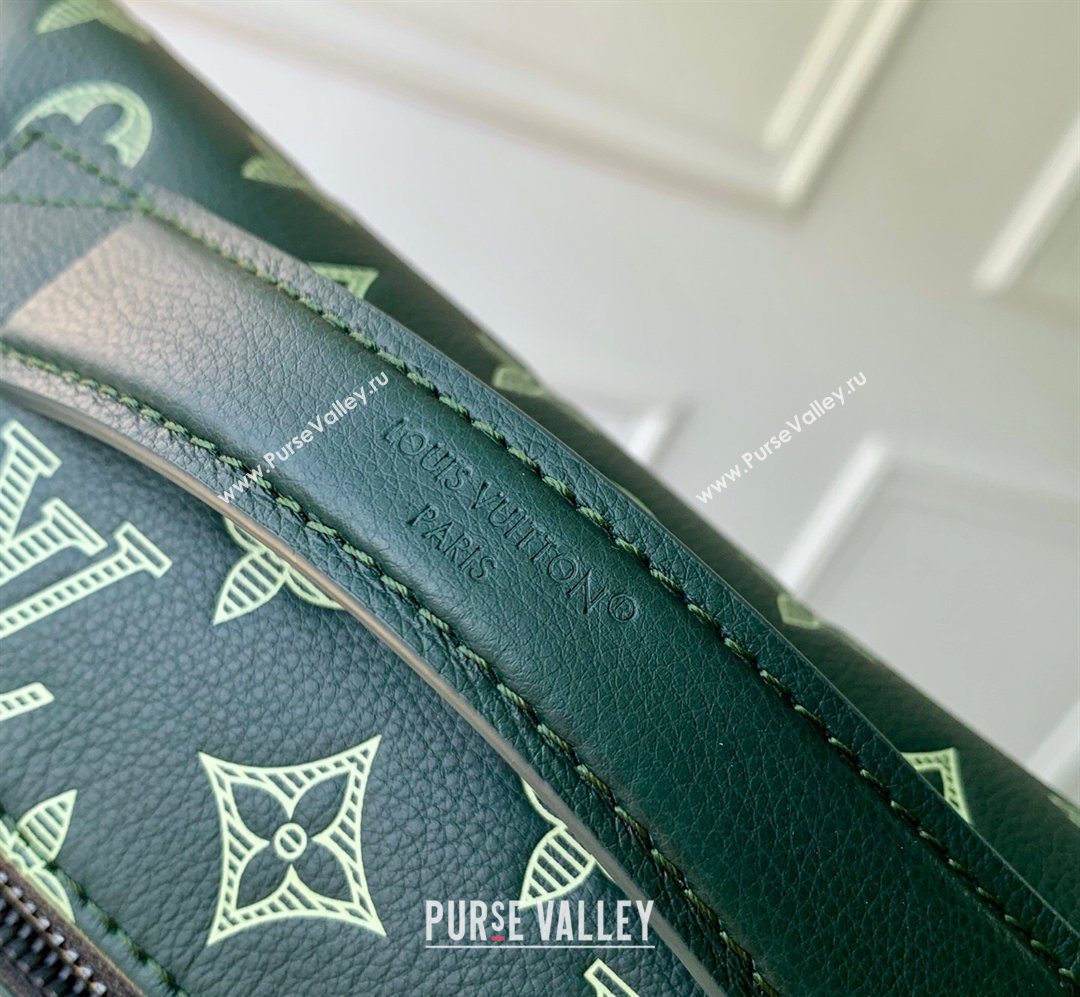 Louis Vuitton Mens Rush Bumbag Belt Bag in Monogram Shadow Leather Forest Green 2026 M27153 (KI-260202092)