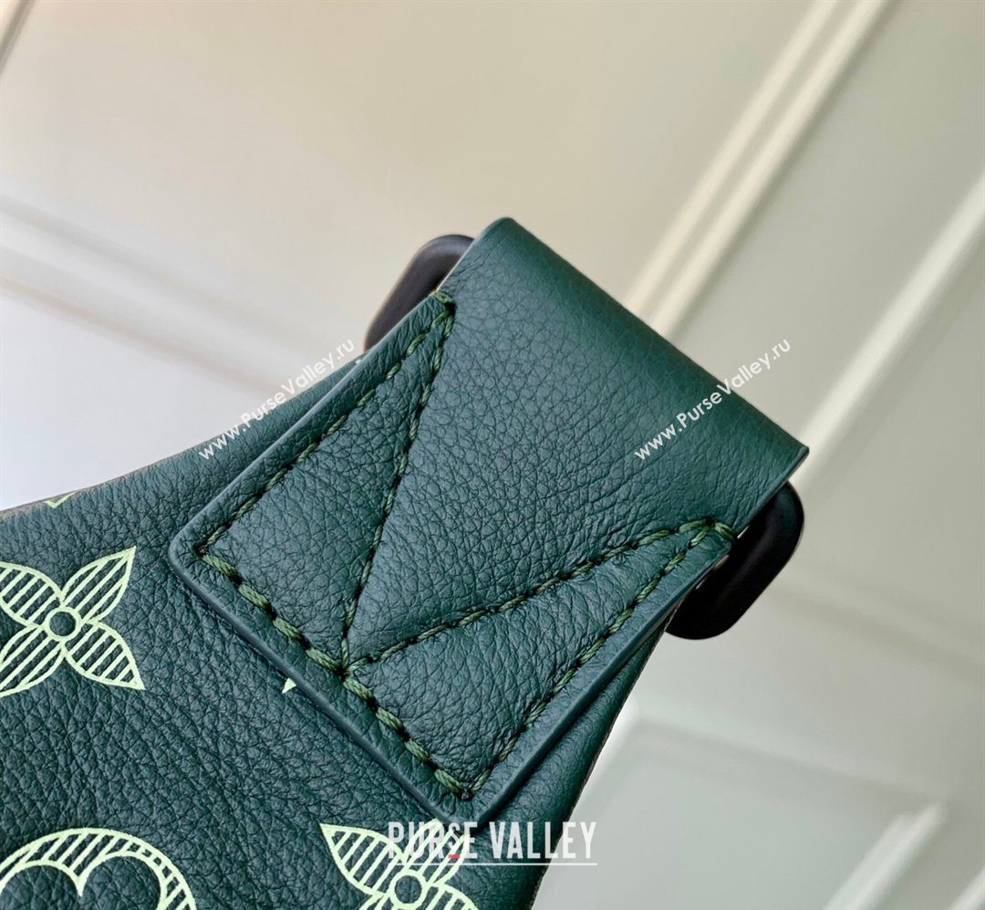 Louis Vuitton Mens Rush Bumbag Belt Bag in Monogram Shadow Leather Forest Green 2026 M27153 (KI-260202092)