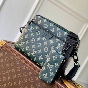 Louis Vuitton Mens Trio Messenger Bag in Monogram Shadow Leather Forest Green 2026 M27154 (KI-260202093)