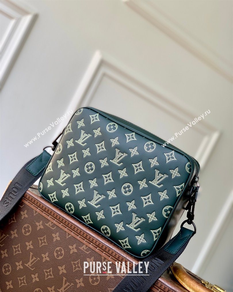 Louis Vuitton Mens Trio Messenger Bag in Monogram Shadow Leather Forest Green 2026 M27154 (KI-260202093)