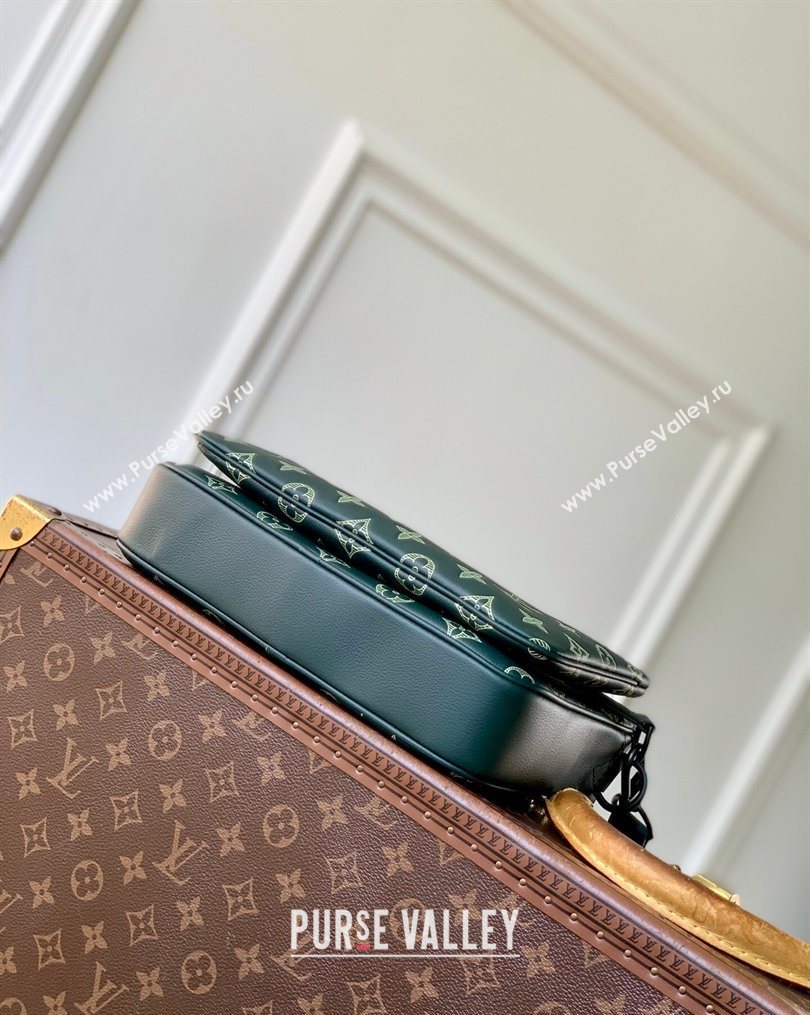 Louis Vuitton Mens Trio Messenger Bag in Monogram Shadow Leather Forest Green 2026 M27154 (KI-260202093)