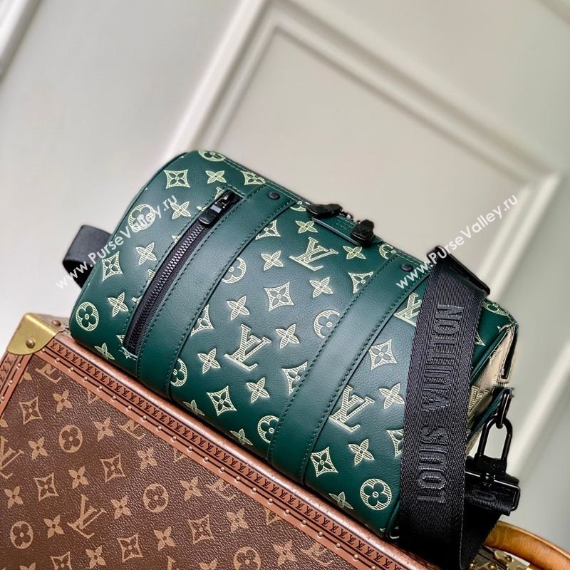 Louis Vuitton Mens City Keepall Bag in Monogram Shadow Leather Forest Green 2026 M27184 (KI-260202094)