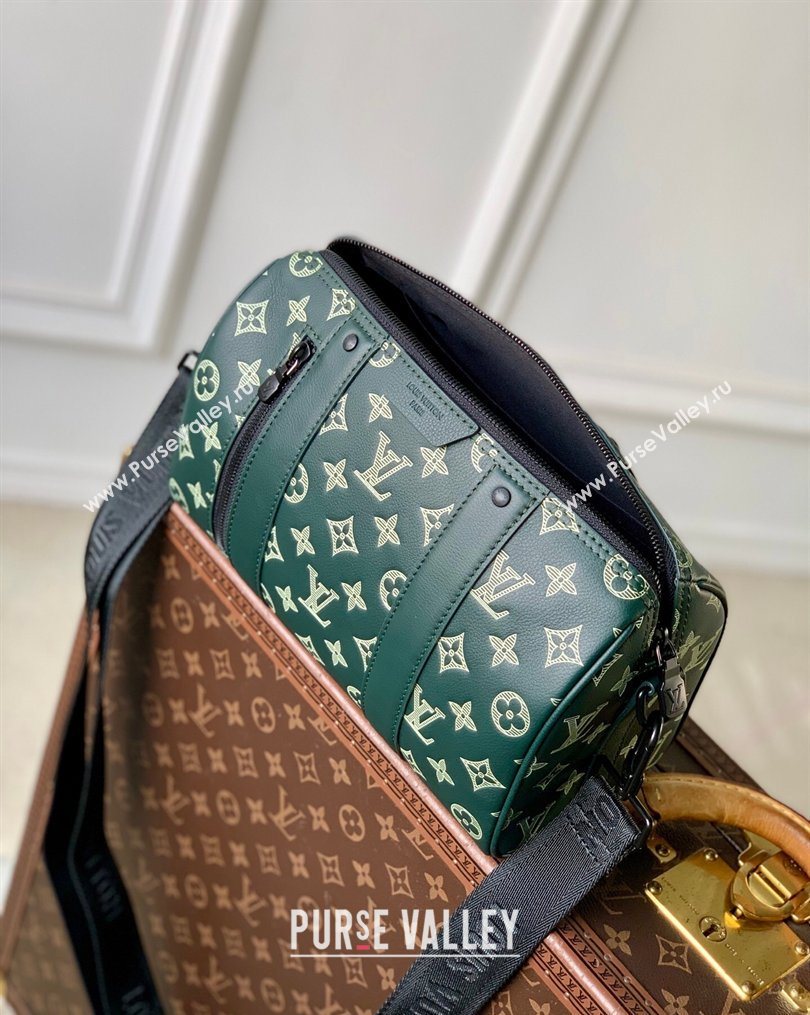 Louis Vuitton Mens City Keepall Bag in Monogram Shadow Leather Forest Green 2026 M27184 (KI-260202094)