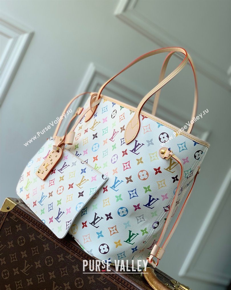 Louis Vuitton LV x TM Neverfull MM Bag in Multicolor/White Canvas M27787 2026 (KI-260202060)