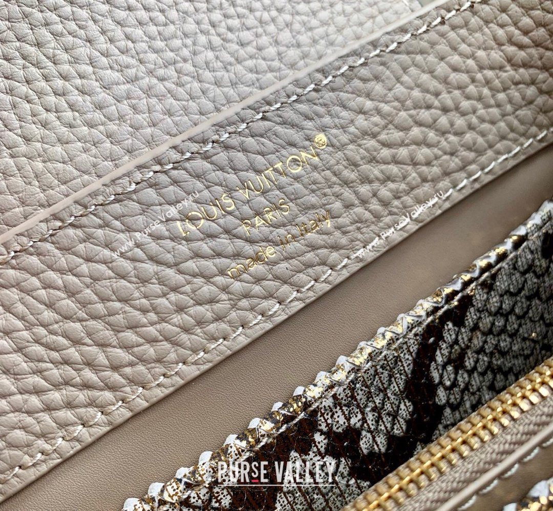 Louis Vuitton Capucines Mini Bag in Taurillon and python-embossed leather Grey 2026 N89369 (KI-260202078)