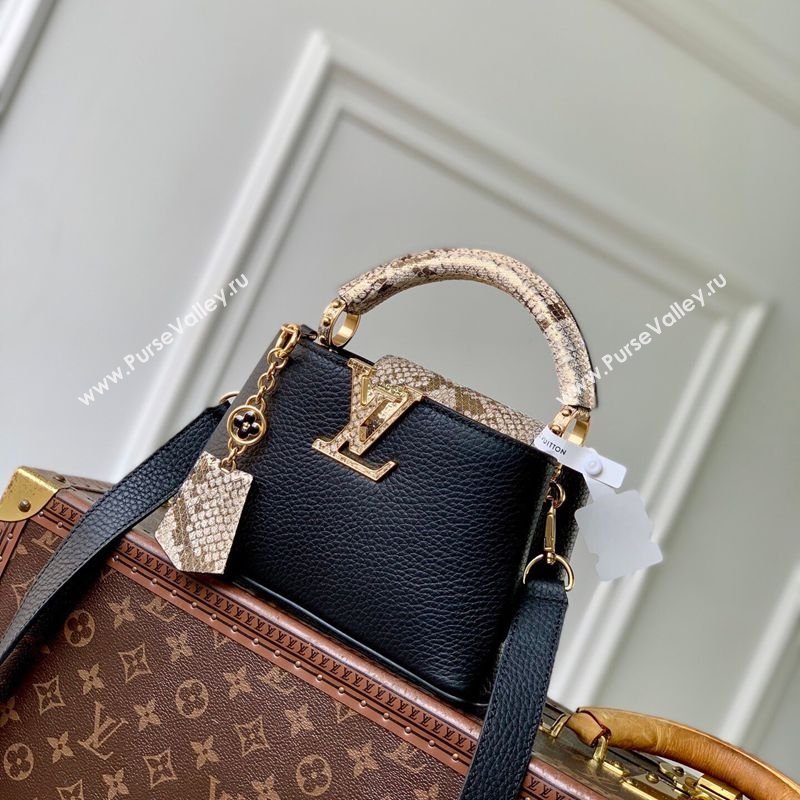 Louis Vuitton Capucines Mini Bag in Taurillon and python-embossed leather Black 2026 N89369 (KI-260202079)