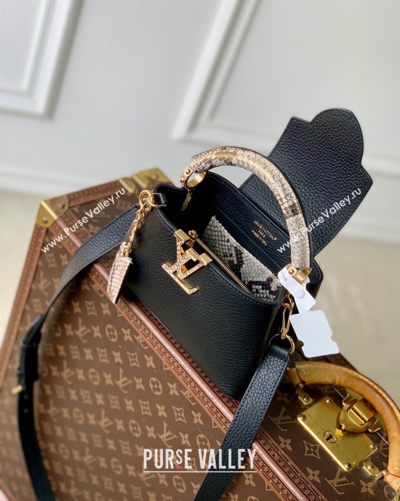 Louis Vuitton Capucines Mini Bag in Taurillon and python-embossed leather Black 2026 N89369 (KI-260202079)