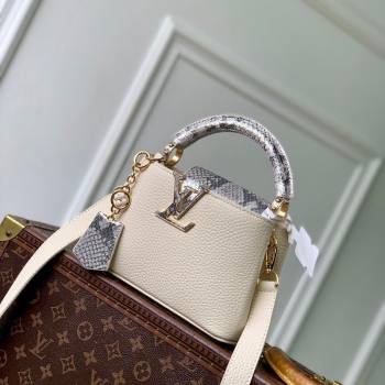 Louis Vuitton Capucines Mini Bag in Taurillon and python-embossed leather White 2026 N89369 (KI-260202080)
