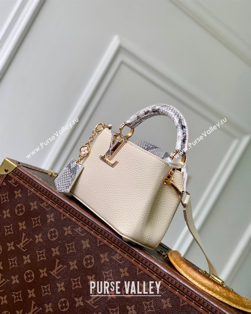 Louis Vuitton Capucines Mini Bag in Taurillon and python-embossed leather White 2026 N89369 (KI-260202080)