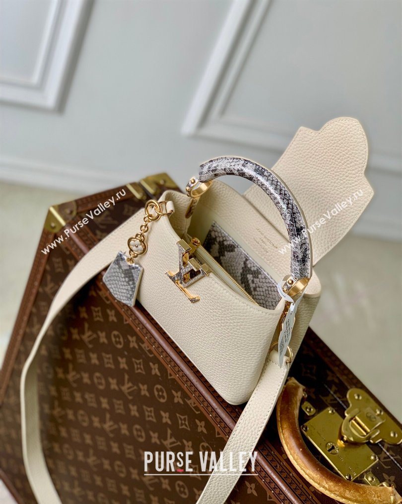 Louis Vuitton Capucines Mini Bag in Taurillon and python-embossed leather White 2026 N89369 (KI-260202080)