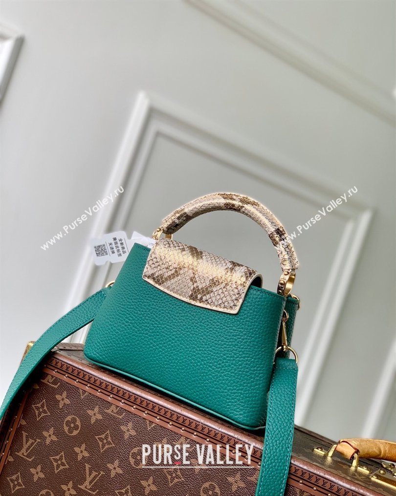 Louis Vuitton Capucines Mini Bag in Taurillon and python-embossed leather Green 2026 N89369 (KI-260202081)