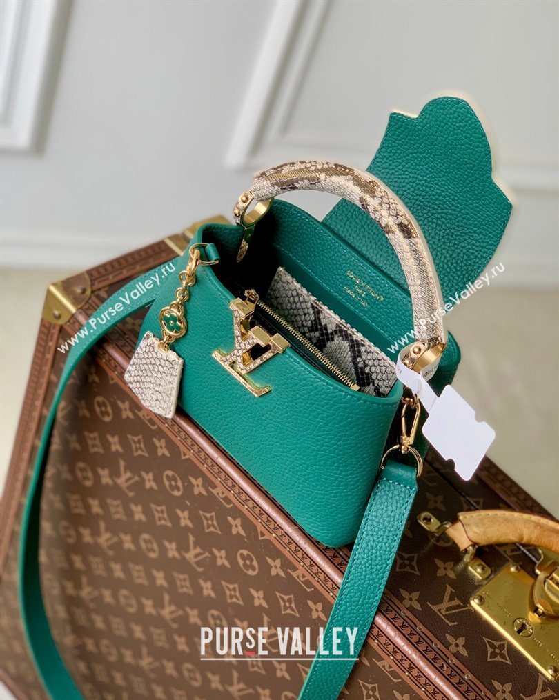 Louis Vuitton Capucines Mini Bag in Taurillon and python-embossed leather Green 2026 N89369 (KI-260202081)