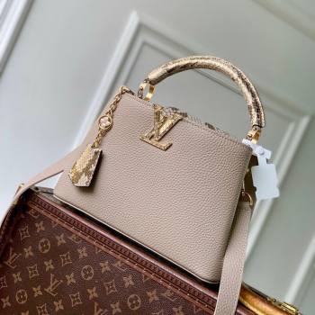 Louis Vuitton Capucines BB Bag in Taurillon and python-embossed leather Grey 2026 N89369 (KI-260202073)