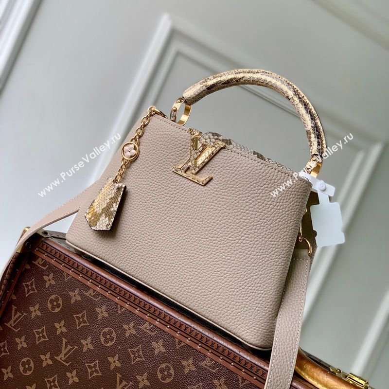 Louis Vuitton Capucines BB Bag in Taurillon and python-embossed leather Grey 2026 N89369 (KI-260202073)