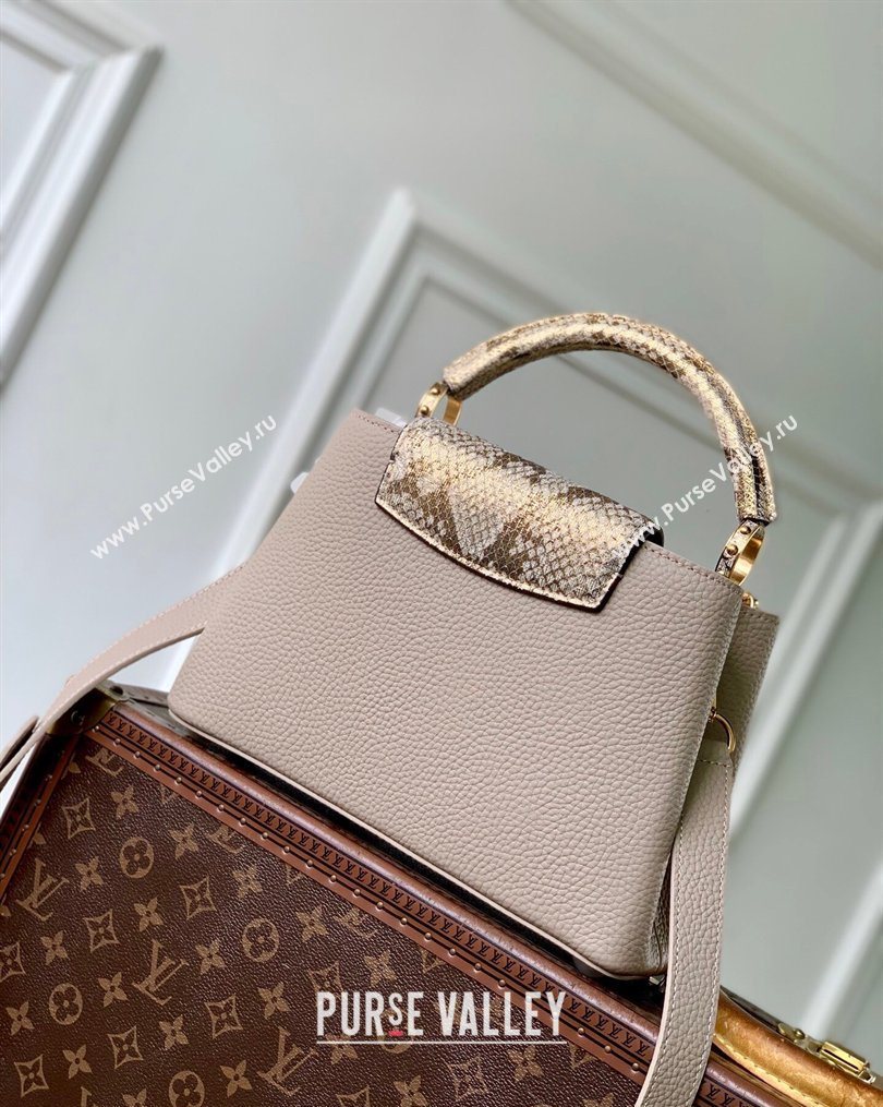 Louis Vuitton Capucines BB Bag in Taurillon and python-embossed leather Grey 2026 N89369 (KI-260202073)