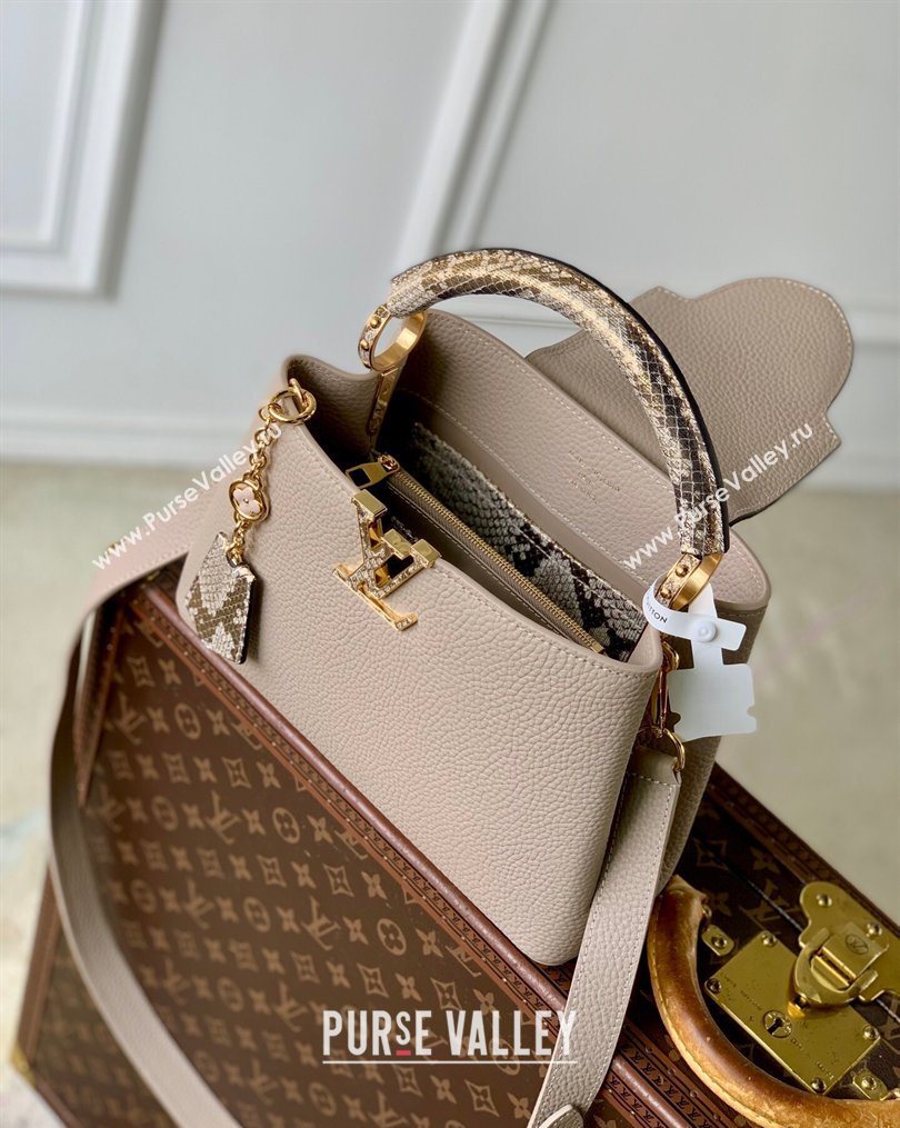 Louis Vuitton Capucines BB Bag in Taurillon and python-embossed leather Grey 2026 N89369 (KI-260202073)