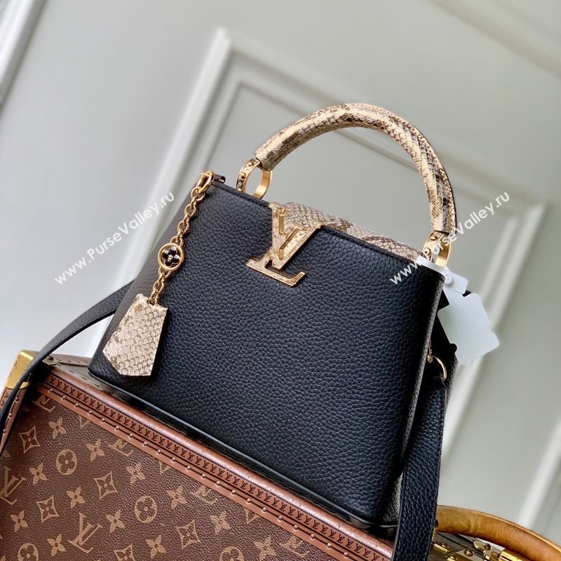 Louis Vuitton Capucines BB Bag in Taurillon and python-embossed leather Black 2026 N89369 (KI-260202074)