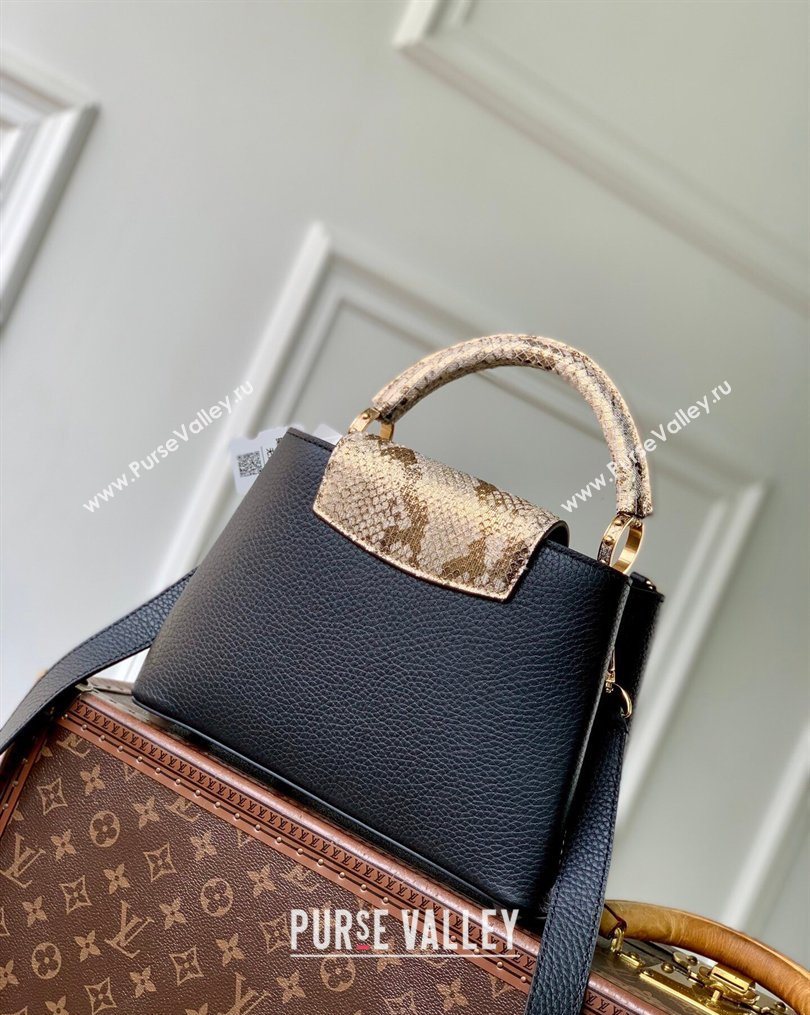 Louis Vuitton Capucines BB Bag in Taurillon and python-embossed leather Black 2026 N89369 (KI-260202074)