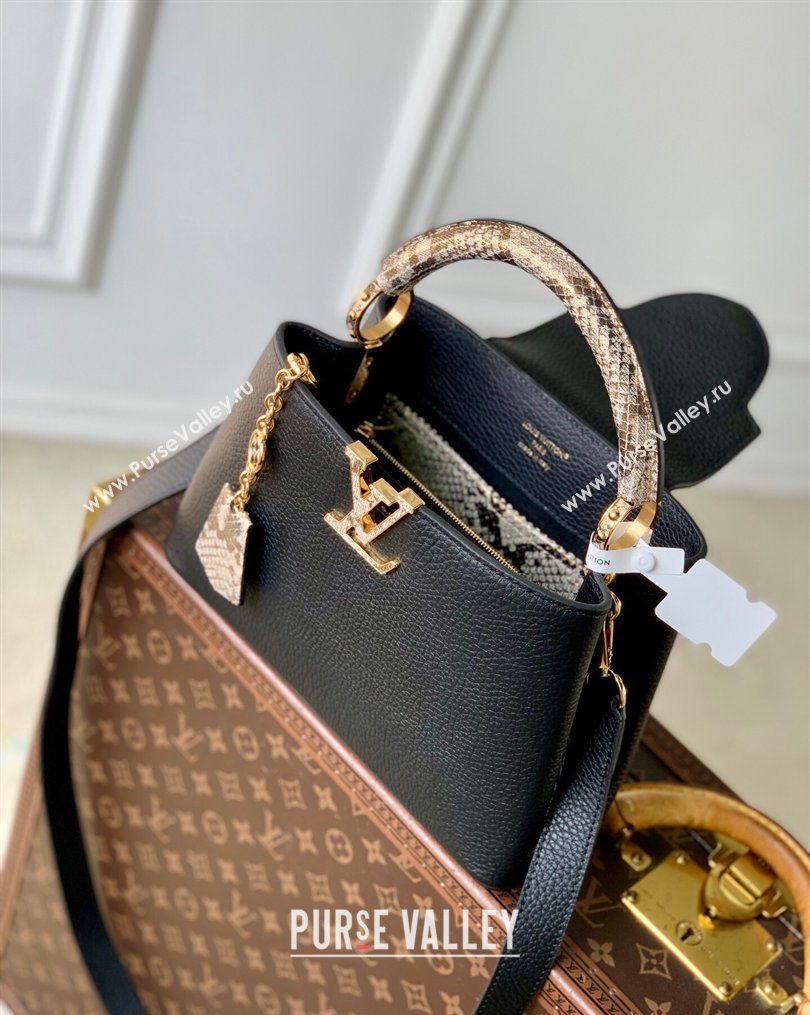 Louis Vuitton Capucines BB Bag in Taurillon and python-embossed leather Black 2026 N89369 (KI-260202074)