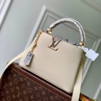 Louis Vuitton Capucines BB Bag in Taurillon and python-embossed leather White 2026 N89369 (KI-260202075)