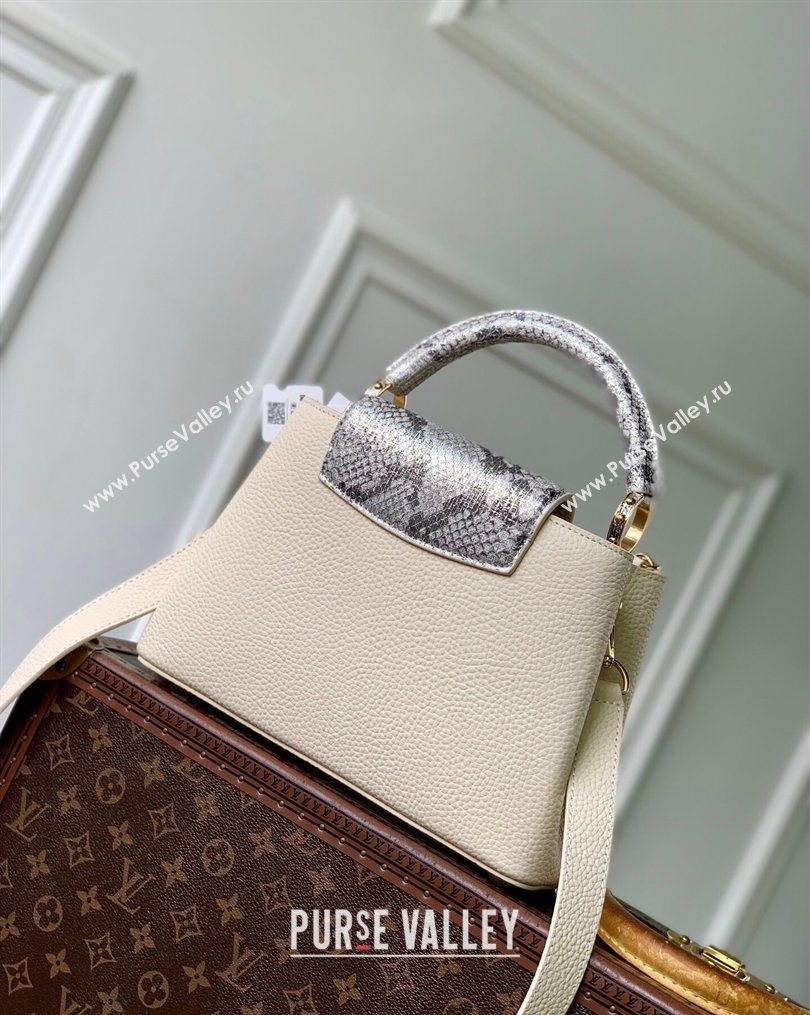 Louis Vuitton Capucines BB Bag in Taurillon and python-embossed leather White 2026 N89369 (KI-260202075)