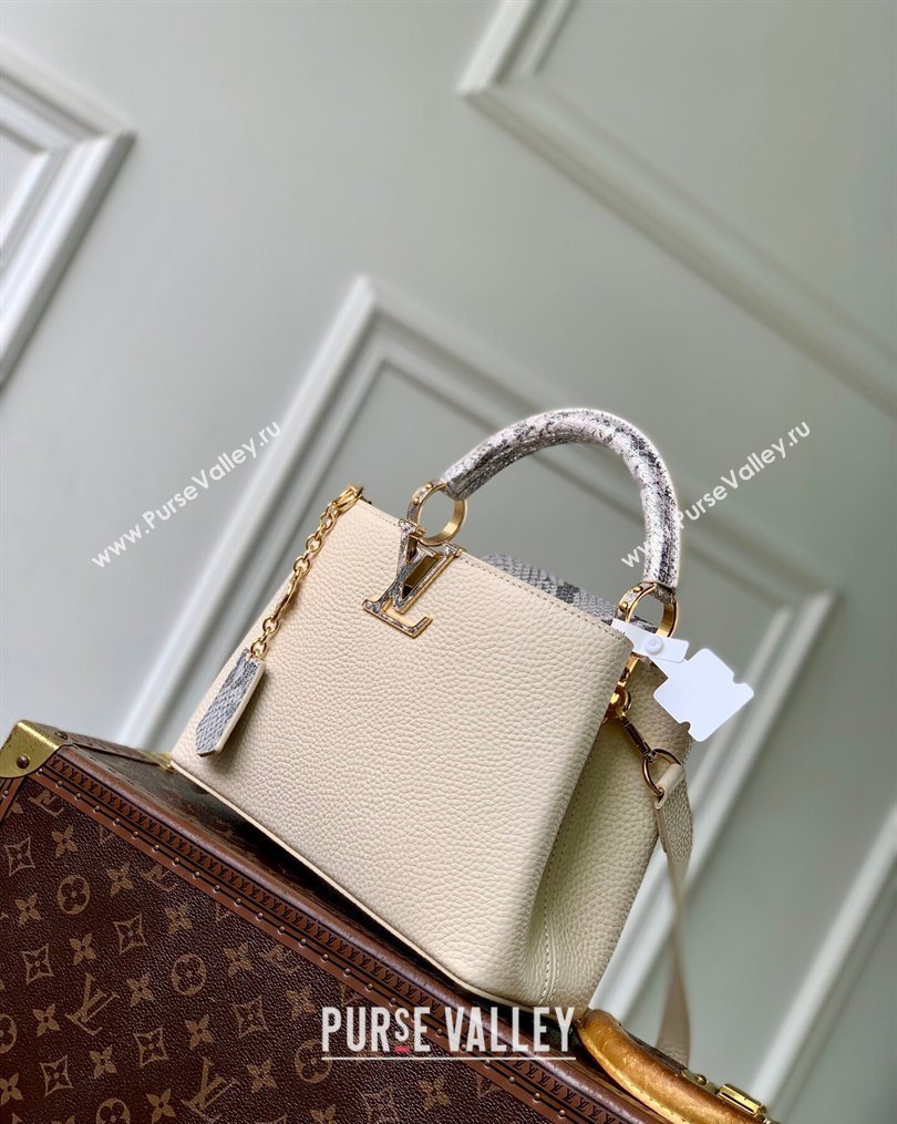 Louis Vuitton Capucines BB Bag in Taurillon and python-embossed leather White 2026 N89369 (KI-260202075)