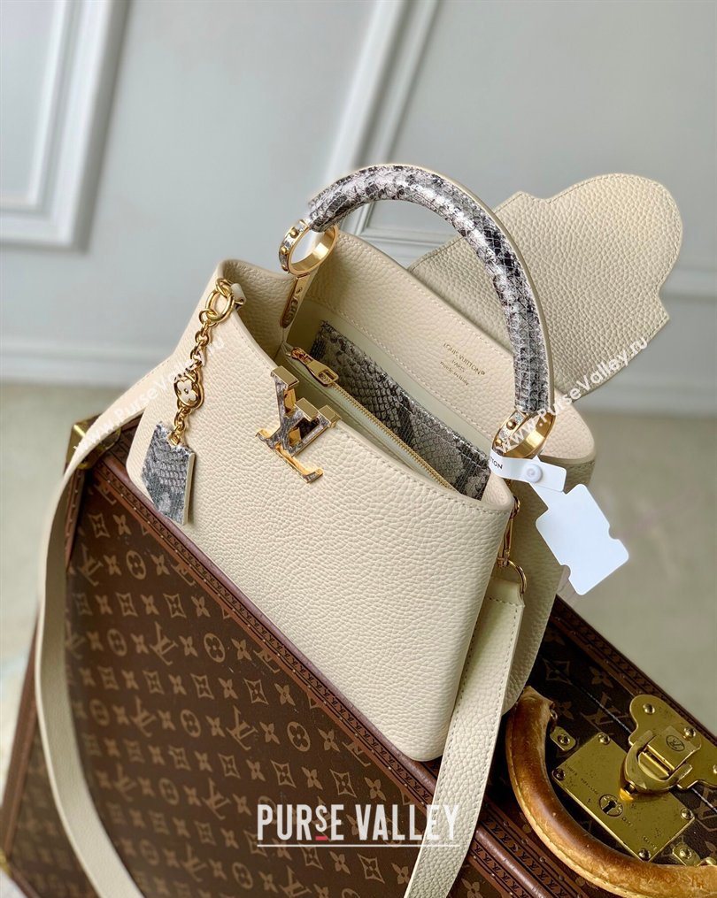 Louis Vuitton Capucines BB Bag in Taurillon and python-embossed leather White 2026 N89369 (KI-260202075)