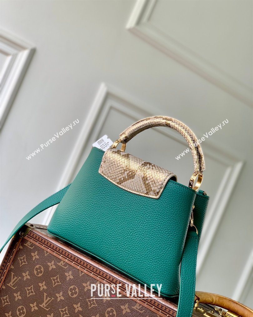 Louis Vuitton Capucines BB Bag in Taurillon and python-embossed leather Green 2026 N89369 (KI-260202076)