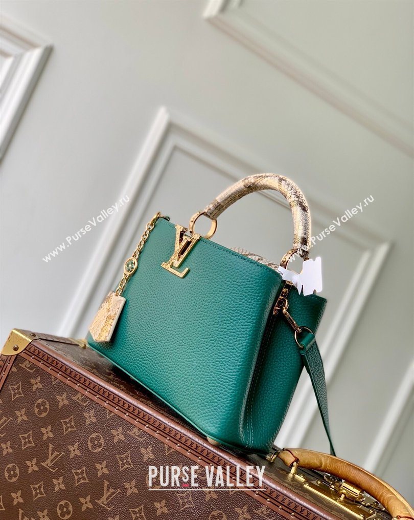 Louis Vuitton Capucines BB Bag in Taurillon and python-embossed leather Green 2026 N89369 (KI-260202076)